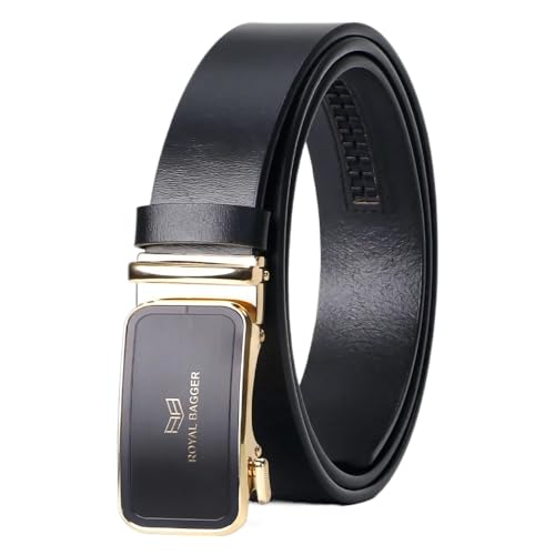 Men's Genuine Leather Ratchet Belt for Dress & Casual Wear, Trim-to-Fit Design, Elegant Gift Box 01
