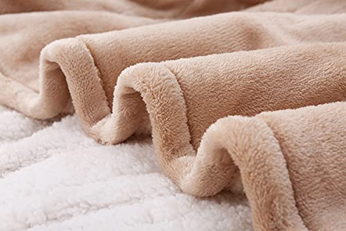 Marquess Heated Throw Electric Blanket Micro Plush Sherpa And Reversible Flannel Washable Cozy Blanket With 4 Heat Settings/Safety 4 Hours Auto-Off Controller(Linen,50''×60'') #TOP3