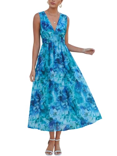 Image of Flessibili Women's Sleeveless Floral Maxi Dress 2026 Sundresses Spring Summer Wedding Guest