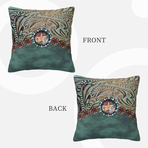 Primitive-Rustic-Cowboy-Cowgirl-Western-Country-Teal-Green-Leather-Throw-Pillow-Cushion-Cover-Decorative-Square-Accent-Pillow-Case-White Primitive Rustic Cowboy Cowgirl Western Country Teal Green Leather Throw Pillow Cushion Cover Decorative Square Accent Pillow Case White