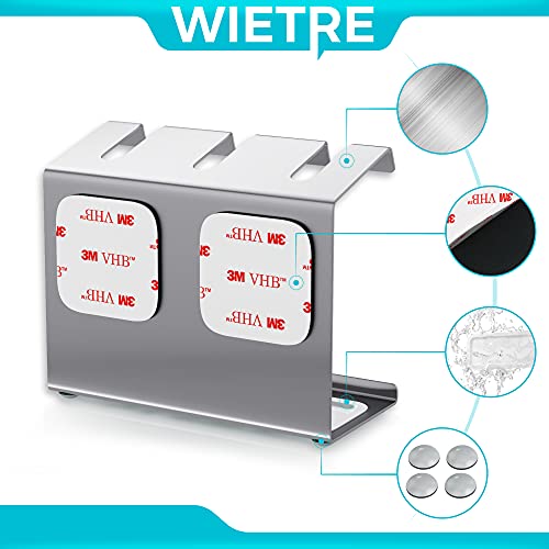 WIETRE Edelstahl Aufsteckbürsten Halter mit Auffangschale | passt für Oral-B, iO, Philips Sonicare, Waterpik, Fairywill | Zahnbürstenhalter Zahnbürstenkopf Bürstenkopf-Halterung (3er) 3