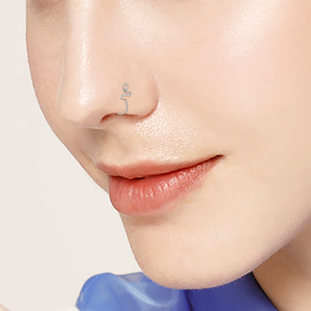D.Bella Piercing falso para el septum, no perforado, para mujer y hombre