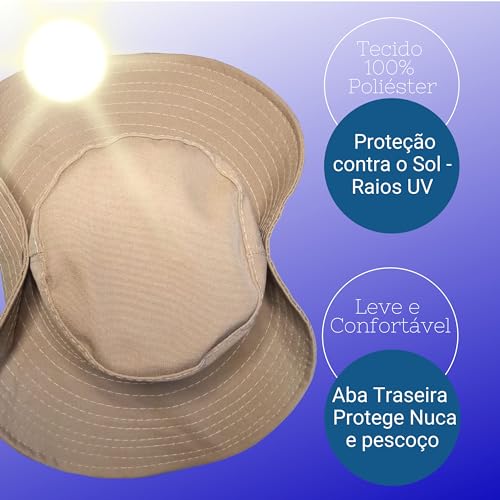 Chapéu Pescador Australiano Passeio Praia Trabalho Protege do Sol Pescoço (BEGE)