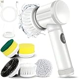 Electric Spin Brush,Spin Scrubber for Cleaning,Cleaning Brush with 5 Replaceable Brush Heads,Handheld Electric Scrubber for Bathtub,Floor,Tile,Stove,Glass,Sink.