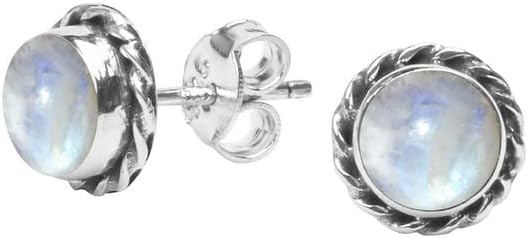 Gemstone Stud Post Earrings, 925 Sterling Silver Gemstone Earring 6 MM Round Girl Women Gift - Image 3