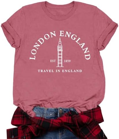 London England Shirts for Women Big Ben Pattern T-Shirt Travel in...