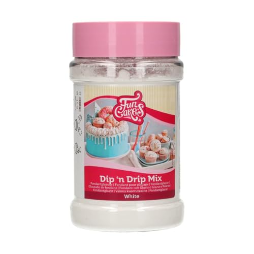 FunCakes Dip 'n Drip branco - glaceado branco para bolos, Cupcakes e Donuts, ideal para gotejamento e decoração, sabor delicioso, 150 g