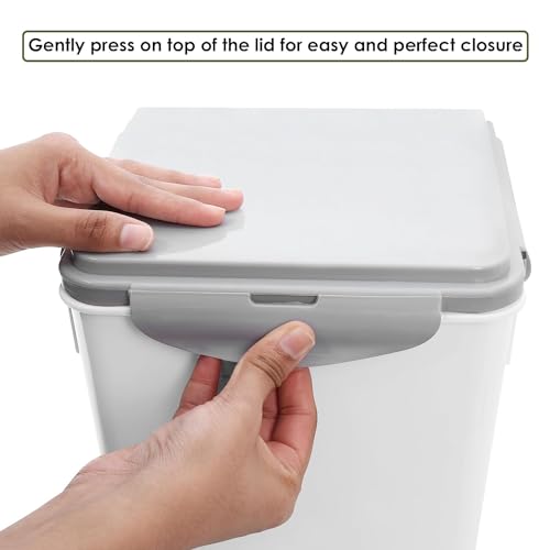 Image of ABOUT SPACE 1 Pack Rice Dispenser (15Kg) Airtight Rice Storage Container with Measuring Cup - Rice Barrel Dispenser, Moisture Proof Organiser for Cereals, Grains, Pulses & Pet Food - Grey - Plastic