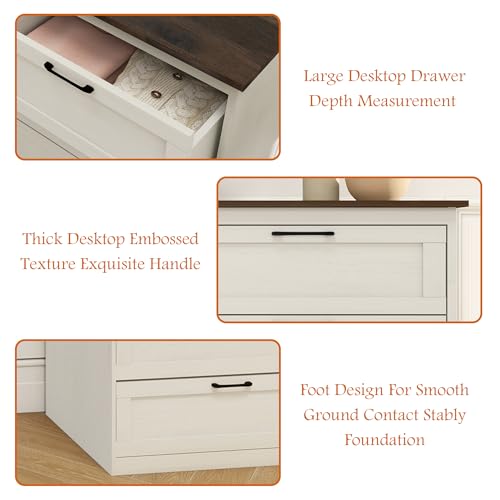 LYNSLIM-5-Drawers-Dresser-Farmhouse-Dressers-for-Bedroom43-Tall-Wood-Rustic-Chests-of-Drawers-with-Dual-Color-DesktopModern-Organizers-and-Storage-Dressers-with-Black-Handle-of-Living-RoomHallway LYNSLIM 5 Drawers Dresser Farmhouse Dressers for Bedroom43 Tall Wood Rustic Chests of Drawers with Dual Color DesktopModern Organizers and Storage Dressers with Black Handle of Living RoomHallway