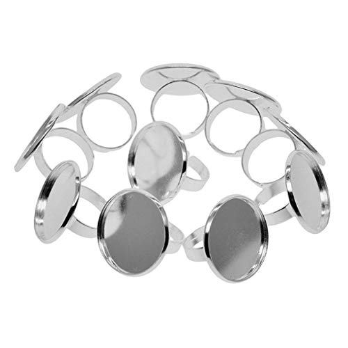 IPOTCH 10 Stücke Ring Fingerring Ring Blanks Ring Basis für 25mm Cabochon - Weißes Goldenes