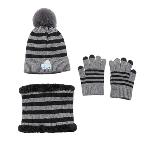 Gorro Bufanda Guantes Niños Invierno Traje Cálido 1-6 Años Ropa de Abrigo Infantil 3