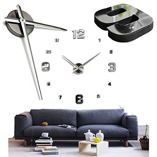 Genérico Reloj de Pared DIY Horas Gruesas 3D Adhesivo Agujas 40-31 cm - Ideal Casa Salón Cocina Oficina Bar Restaurante Peluquería y Negocios (RP05-Plata)