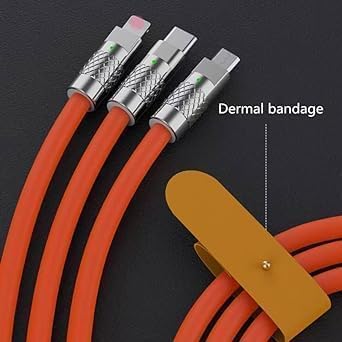 Image of Original 3 in 1 USB Charging Cable, Heavy Duty Fast Charging Cable Cord with Type C /Light-ning /Micro, Multi Cable Silicone USB Charging Cable for I Phone /Tablets (DEC28)