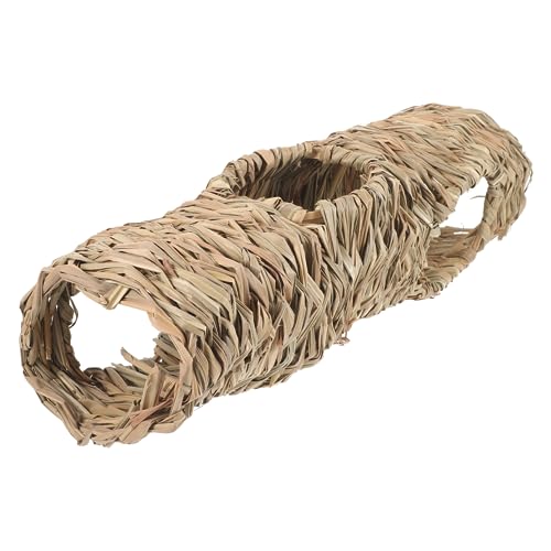 BELLIFFY Pet Tunnel Hand-Woven Straw Multi-Hole Hideaway Tunnel for Hamster Guinea Pig Chinchilla