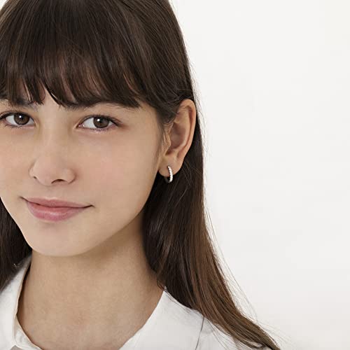 925 Sterling Silver Classic Clear Cubic Zirconia Hoop Huggie Earrings for Young Girls - Popular Small Hoop Earrings for Young Girls and Pre-teens with Shimmering Cubic Zirconia Stones2