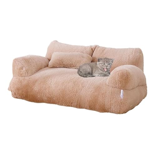 YPDOPORA Pet Sofa,Washable Large Memory Foam Pet Calming Sofa with Non-Slip Bottom,Dog Sofa Couch Bed for Large Small Dogs & Cats Up to 110 Lbs,Brown,S