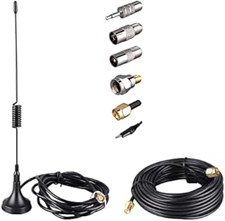 DAB FM Antenna Digital Radio Antenna 75 ohm SMA Aerial Adapter High-frequency cable Stereo Receiver Indoor with high Magnetic Base, match with Extension Coaxial Cable 5 meters/16.4 ft [Upgraded]