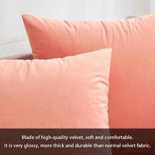 Image of MIULEE Pack of 2, Velvet Soft Solid Decorative Square Throw Pillow Covers Set Cushion Cases Pillowcases for Sofa Bedroom 18x18 Inch Coral Red