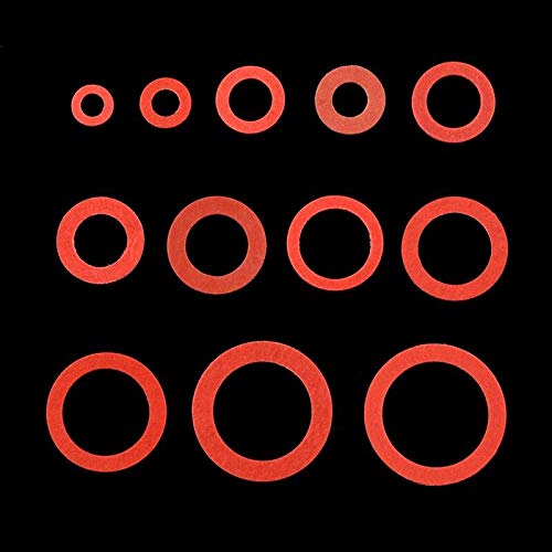 Rondelles Joint, 600pcs 12 Tailles Rouge Acier Papier Fibre Plat Rondelle Kit Isolation Rondelle Joint Écrou Boulon Ensemble Plat Anneau Joint Assortiment Kit Dur