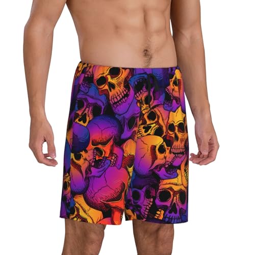 Skull Print Men’s Sleep Shorts Bottoms Soft Comfy Pajama Wear Pants With Drawstring Pockets2