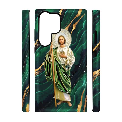 qizjio San Judas Green Marble Phone Case Shockproof Protective Mexican Cases for Samsung Galaxy S23 Ultra