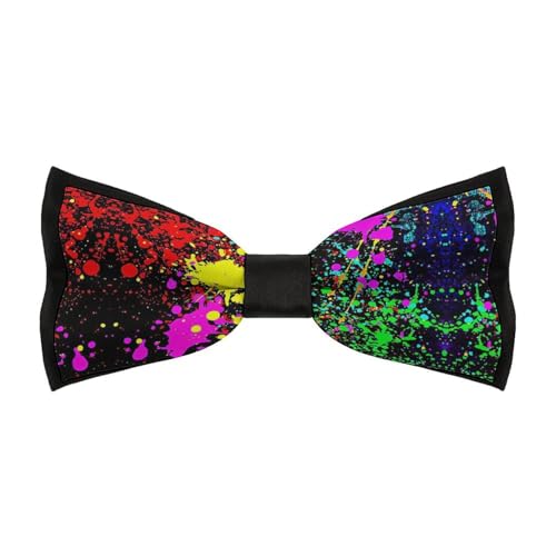 JYYAU Glow in Dark Splatter Neon (2) Bow Tie Adjustable Necktie For Men Business Fashion Pre-tied Tie Neckwear Novelty Accessory For Weddings Party Festival