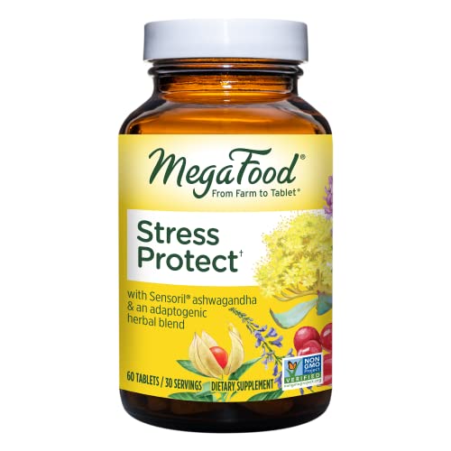 Megafood Stress Protect With Ashwagandha & Herb Blend -Supports Healthy Stress Response - Rhodiola Root, Vegetarian, Non-Gmo, Gluten-Free - Made Without 9 Food Allergens - 60 Tabs (30 Servings) #TOP8