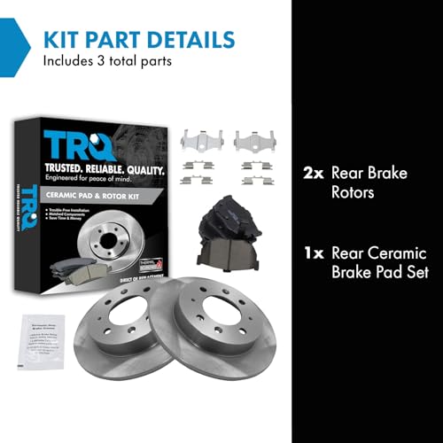 Image of TRQ Rear Brake Pad and Rotor Set Ceramic Solid Rotors