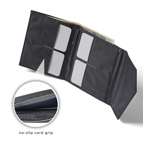 Allett Envelope Wallet, Jet Black – Nylon, RFID Blocking, Trifold, Slim, Minimalist, Water Resistant, Thin - Holds 4-24+ Cards, Bills, Coins - For Men & Women2