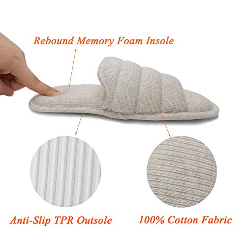 ofoot Womens Cotton Memory Foam Summer House Slippers Slides Indoor Bedroom Sandal Shoes Open Toe Washable With Non Slip Rubber Sole2