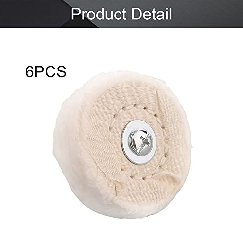 Image of 2 inch Cotton Buffing Polishing Pad, with 1 /4 inch Handle, 6Pcs | For Metal /Wood /Glass