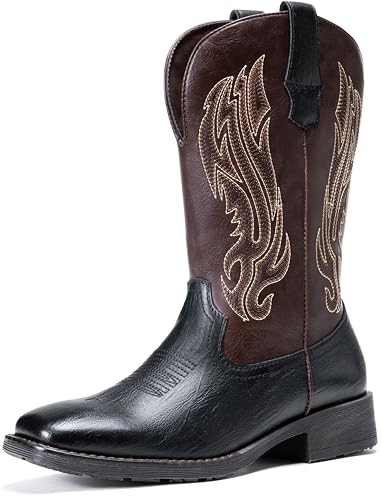 Image of Jousen Cowboy Boots for Men Embroidery Men's Western Boots Retro Square Toe Mens Boot Botas Vaqueras Para Hombre