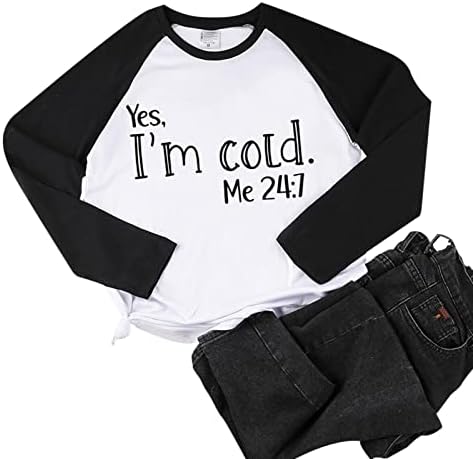 Women Casual Round Neck Raglan Sleeve Long Sleeve Printed T Shirt Top Tops Loose Fit