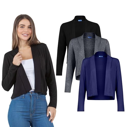 Image of Azules Cropped Cardigan for Women, Open Front Drape Lightweight Sweater Long Sleeves Women's Cardigans