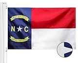 Winbee North Carolina State Flag - Embroidered Star, Long Lasting 300D Nylon, Sewn Stripes and Brass Grommets, UV Protected, US North Carolina NC Flag