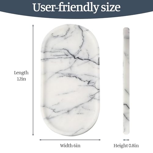 Image of Koville Natural Marble Tray, 12 inchx6 inch Decorative Tray for Countertop, Catchall for Perfume, Candles, Jewelry Dish Milas Lilac