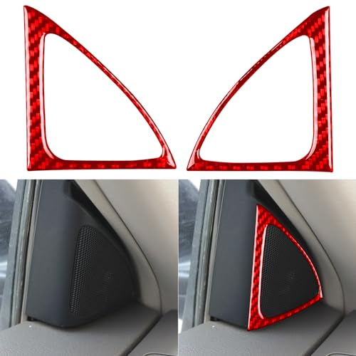 Auto Inner A-Pillar Triangle Speaker Horn Decoration Frame 2pcs Premium Sticker Real Quality Soft Carbon Fiber Interior Trim Compatible with Toyota Corolla 2009 2010 2011 2012 2013 Accessories Red