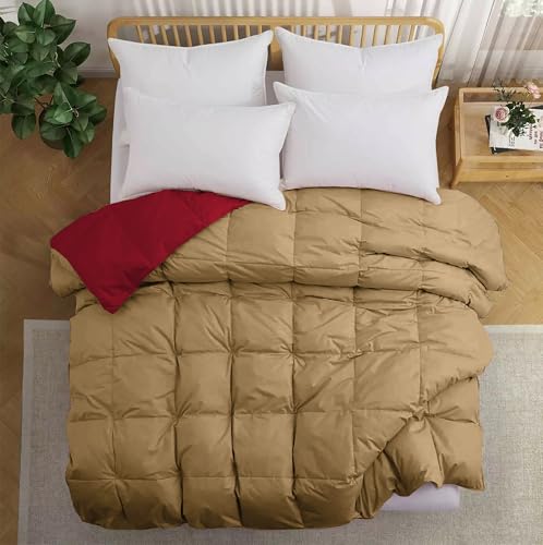 Image of Fluffy 600 GSM Winter Comforter Single Bed 60 inchX90 inch - 600 GSM Heavy Winter Quilt Microfiber Rajai /Duvet /Blanket Super Soft Single Size - Burgundy /Baige Color