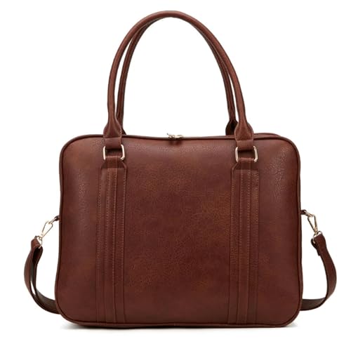 Bolsa Feminina Pasta Executiva para Notebook até 15.6” Reforçada Couro Ecológico para Trabalho, Reuniões e Dia a Dia (Marrom)