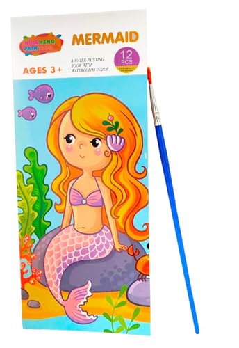 GLUN® Watercolour Painting Notepad for Kids 12 Different Pages, Water Painting Book with Water Colour with Painting Brush, Different Theme (Mermaid) (B0CZX6N9H5) Amazon Price History, Amazon Price Tracker