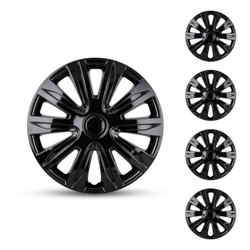 Nixon Offroad Hubcaps, 14'' Hub caps Set of 4, Universal Wheel Covers Tire Rims Set, 14 Inch Snap-on Hubcaps for Cars Pickup SUV Sedan, Chrome Black (5083-BL, 14 Inch)