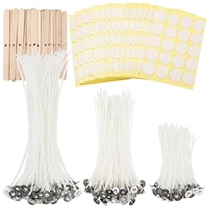 Candle Wicks for Candle Making 120 Pcs with 120 Pcs Wick Stickers and 10 Pcs Candle Wick Holders, Cotton Candle Wick for Soy Wax, Beeswax, Coconut Wax
