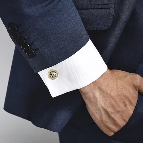 Set de 4 mancornas para hombres con clip de corbata y broche dorado miniatura 3