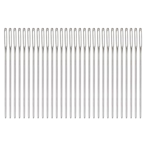 HARFINGTON - HARFINGTON 30Pcs Large Eye Blunt Stainless Steel Tapestry Needles 2" for Sewing, Embroidery, Cross Stitching, Leather Crafting, Vinyl Upholstery Mend