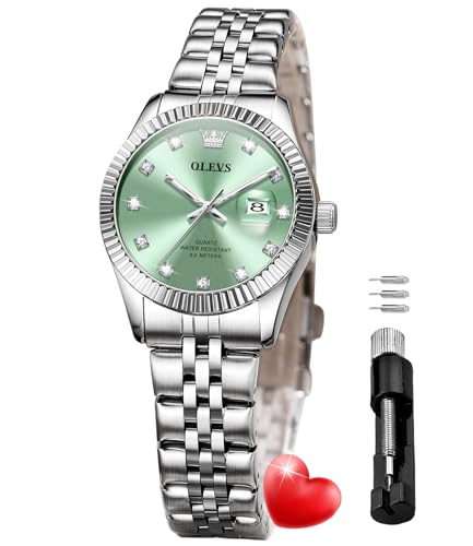 Image of OLEVS Gold Watches for Women Original Luxury Small Square Diamond Wrist Watch Analog Quartz Stainless Steel Waterproof Stylish Ladies Watch Date