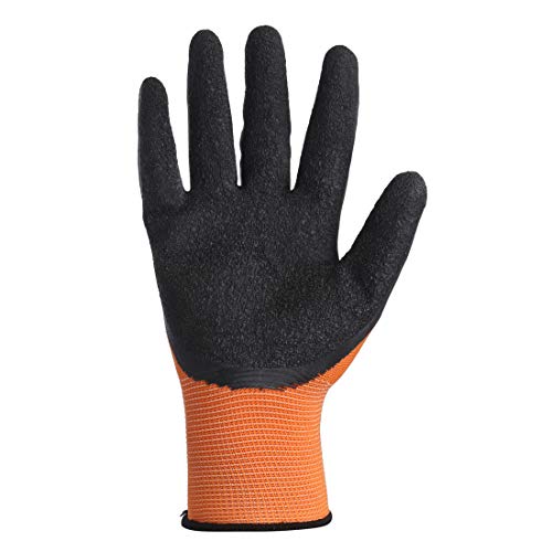 Karam HS01 Safety Gloves for Mechanical Hazards | Safety Work Gloves with Orange Liner with Black Crinkle Latex | Cut Resistant | Abrasion, Tear & Puncture Resistant | Size-XL
