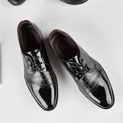 Image of Men's Vintage Patent Leather Cap Toe Two-Tone Dress Shoes Modern Formal Business Lace Up Round Toe Oxford