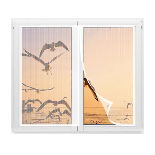 Imán de mosquitera para ventana W70xH180cm Blanco para puerta de patio, puerta corredera, sala de estar, fácil instalación adhesiva, no requiere perforación
