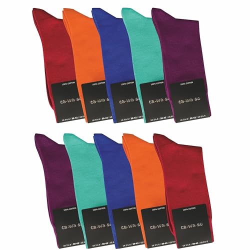 cawaso 10 Paar Herren Socken aus 100% Baumwolle ohne drückende Naht über den Zehen (DE/NL/SE/PL Numerisch 43 46 Regular Regular bunt 2)