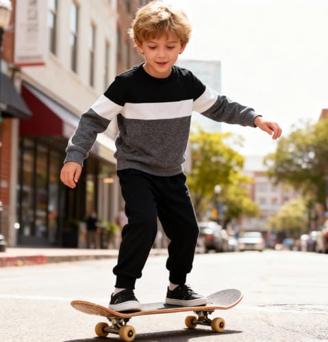 Image of Kid Toddler Boy Clothes Color Block Sweatshirt and Casual Pants 2Pcs Boys Fall Winter Outfits 1-5T